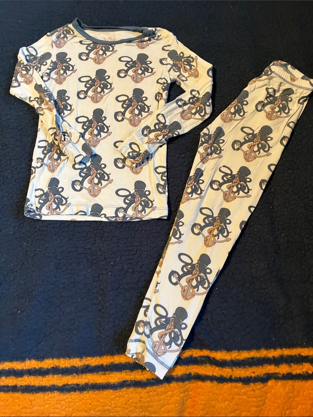 Kickee Pants Kids Pajama Set - Cream & Blue